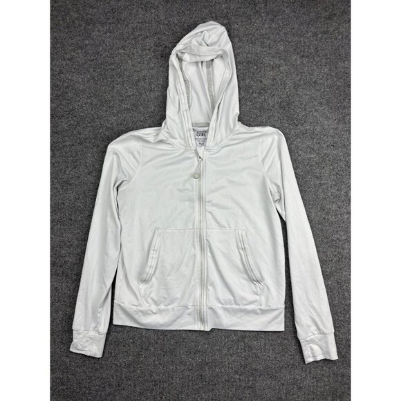 Athleta Girl Other - Athleta Girl Hoodie Girls XXL/16 White Full Zip Thumbholes Lightweight Jacket